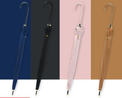 China Minimalist Straight Handle Umbrella 16 Rod Bone Solid Color Thickened Impact Cloth Advertising Gift Umbrella for sale