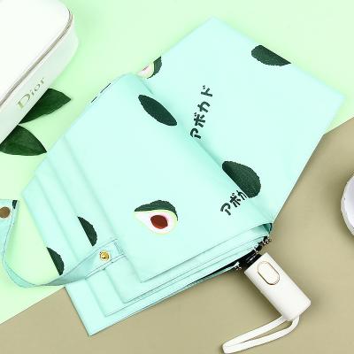 China Minimalist Hot Woman UV Clear Sunscreen Umbrella 3 Folding Automatic Fruit Sunny Umbrella With Logo for sale