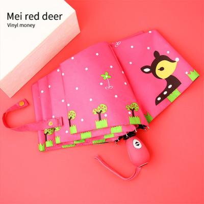 China Cute Farm Deer Automatic Folding Umbrella Sunny And Rainy Mini Umbrella Ultraviolet Anti Ultraviolet for sale