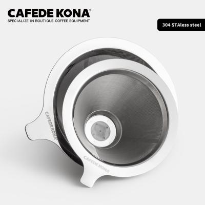 China CAFEDE KONA Traditional Double Layer Filter 304 Stainless Steel Flow Devices Non Rust Non Durable Honeycomb Pattern Filter for sale