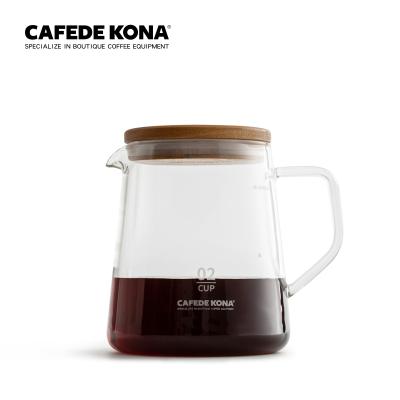 China CAFEDE KONA Good Quality Sustainable Price Cheap Coffee Sharing Pot With Wooden Lid Glass Sharing Container For Multi-person for sale