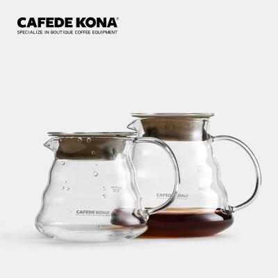 China CAFEDE KONA Viable Manual Coffee Pot Household Heat Resistant Glass Drip Pot 360/600ml Cloud Sharing Pot for sale