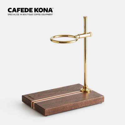 China CAFEDE KONA Traditional Manual Coffee Stand Wooden Drip Coffee Stand Hand Brewed Coffee Copper Stand for sale