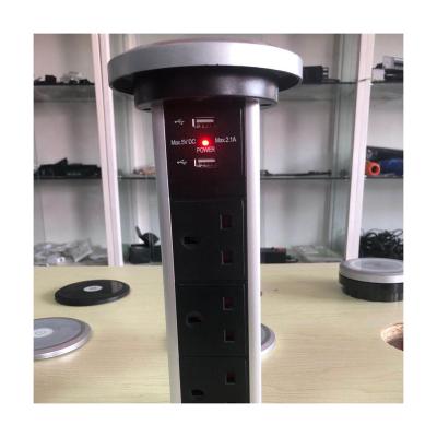 China Residential / General-Purpose Hidden pop up usb Desktop flip power data Plug Socket with  QI Wireless Charger for sale