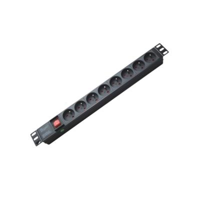 China 19'' French Type  16A 1U 8 Way Outlet PDU Rack Mount Power Distribution Unit with Master Switch LT-FRA(16)N1008WKPB19A for sale