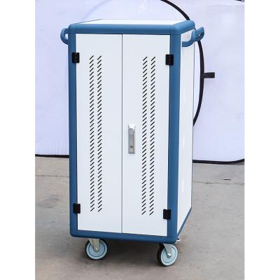 China Office School Multimedia Machine Draw-out Type 48 Ways Aluminum Alloy Frame PAD Double Open Iron Door Charging Cart Charging Trolley Charging Cabinet for sale