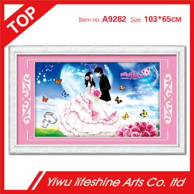 China 5D Diamond Dot Diamond Dot Wedding Cross Souvenir China Sweet Couples Painting Wall Crystal Decoration Kit Romantic Wedding Keepsake for sale