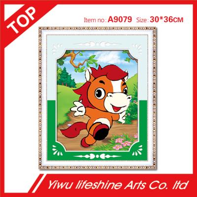 China 5D Diamond Painting Horse Chinese Happy Cartoon Mosaic Animal China Zodiac 12 Zodiac Picture Needlework For Kids Cross Stitch for sale