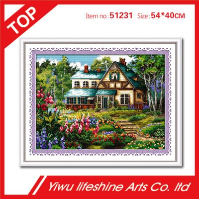 China China flower and spring garden 100% accurate cross stitch kit for embroidery 54*40cm for sale