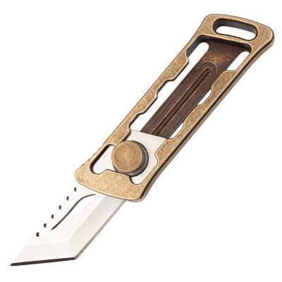 China Multi Functional Brass Sliding Sharp Small Outdoor Pocket Knife D2 Knife Pocket Knife Key Chain Tool for sale