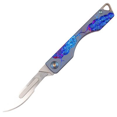 China Easy Carry Titanium Alloy Surgical Utility Knife Hand-carved Gift Knife Portable Outdoor Tool Replaceable Blade for sale