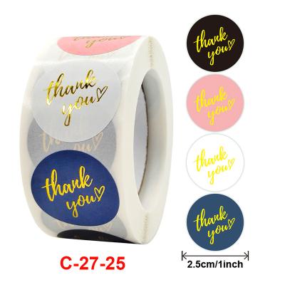 China Waterproof Clear Sticker Custom Printing Gold Foil Thank You Sticker Roll for sale