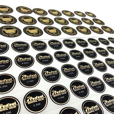 China Waterproof custom design transparent logo printing hologram label sticker with gold foil sticker packaging label for sale