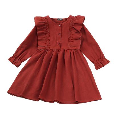 China Hot Selling Washable Kids Girls Autumn Princess Long Sleeve Dresses With Ear Wood Side for sale