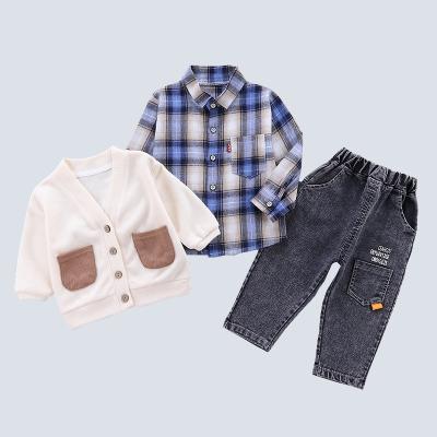 China Vintage Spring Autumn Baby Boy Kids Clothes Baby Cotton Clothing Sets 3pcs Boy Clothing Set for sale