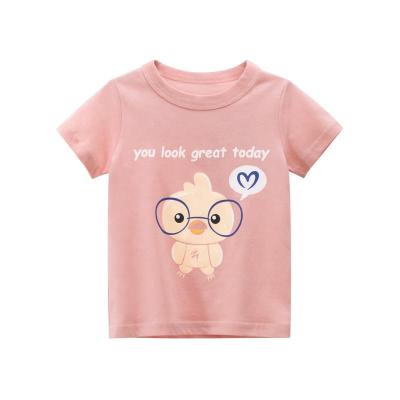 China Children's new summer girls' breathable T-shirts with five sharp stars printed to ink blue children's T-shirts for sale