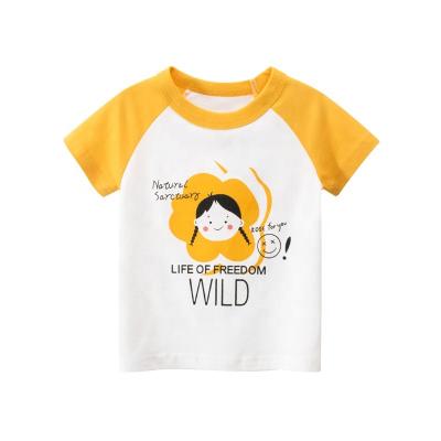 China New Girls Breathable T-shirt Kids Summer Half Sleeve Cartoon Printed Shirt Kids Short Sleeve for sale