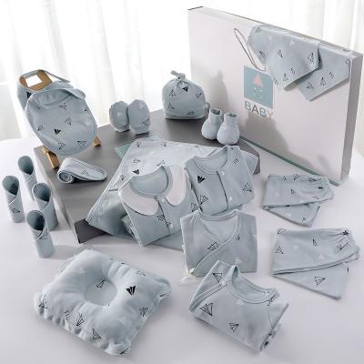 China Antibacterial Newborn Baby 22 Pieces Knitted Clothes Set 100 Cotton Cartoon Baby Gift Box Clothing Sets for sale