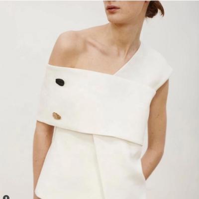 China New And Button Summer Two Breathable Short Sleeve One Shoulder White Black Irregular Spring And Summer Spring Women for sale