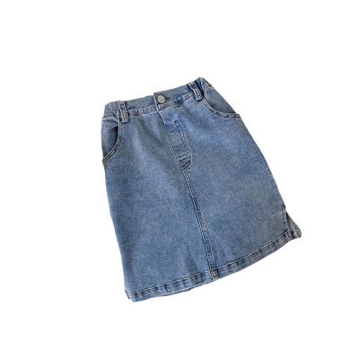 China 2021 Summer Girls' Denim Slim Skirt Anti-wrinkle Buttocks Children's Slim Denim Skirt Mid Length for sale