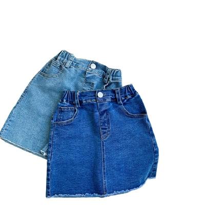 China Anti-wrinkle children's denim hairy beaded hip skirt 2021 summer girls Korean edition A-line fashion bust skirt for sale