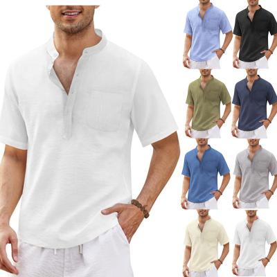 China 2022 European and American Beach T-shirt Casual Shirt Men's Anti-Shrink Pocket Clothing for sale