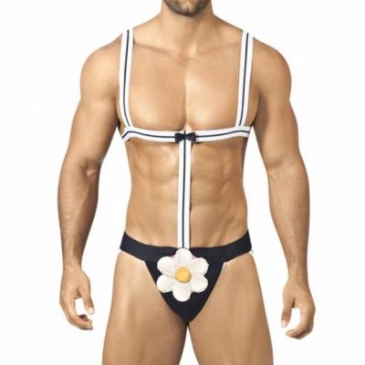 China New European and American Spandex men's underwear/sexy man modal costume overalls costume jumpsuit role-playing stage performance nightclub harness sexy bow valet for sale