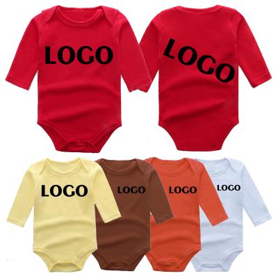 China Hot Selling Autumn And Winter 100% Cotton Plain O-Neck Baby Long Sleeve Romper High Quality 100% Cotton With Personal Logo For Babies for sale