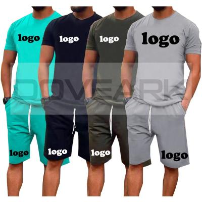 China New Breathable Summer Men Casual Shorts Sets Short Sleeve T-shirt +Shorts Solid Male Tracksuit Set Mens Brand Clothing 2 Piece Sets for sale