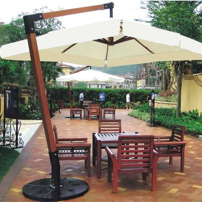 China Outdoor Furniture Square Shape Wooden Hanging Outdoor Beach Umbrellas for sale