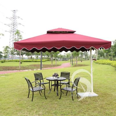 China Modern Economical 3*3m Side-haul Parasol Outdoor Yard GazeboRoman Umbrella With LOGO Printing With Lace Parasol Umbrella Supplier for sale