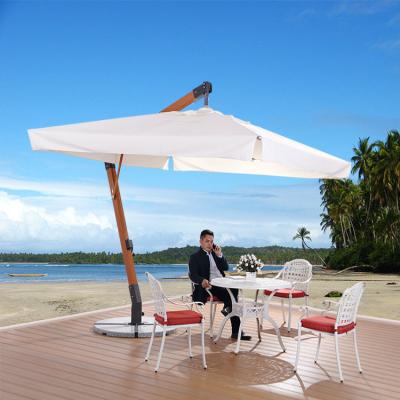 China 3X3M Heavy Duty Wooden Cafe Garden Parasol Outdoor Hanging Umbrella for sale