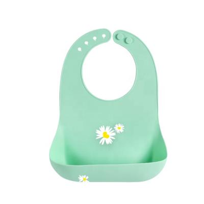 China Viable Custom Design Easy Feeding Toddler Infant Baby Waterproof Clean Soft Silicone Adjustable Bibs for sale