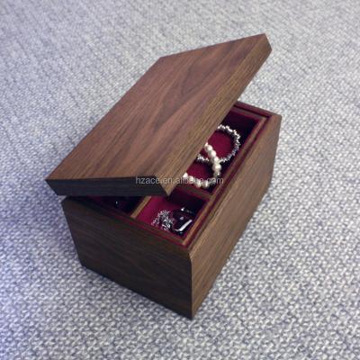 China High Quality Varnish Black Walnut Wood Wooden Jewelry Box Case For Earrings Necklace Women Gift Box For Lady for sale