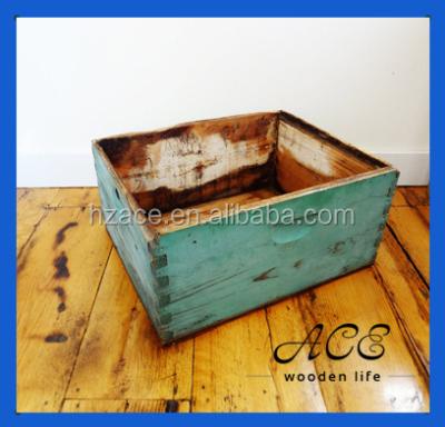 China Dovetail Box Look Feeling Case By Europe Old Old Wooden Crate Turquoise Paint Old for sale