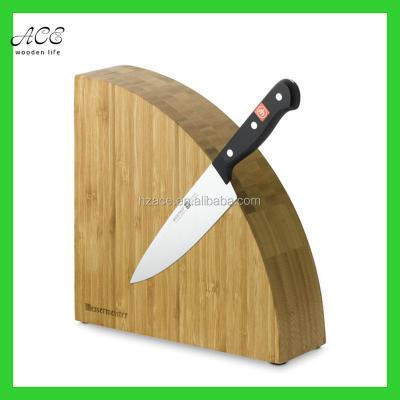 China Sustainable Bamboo Magnetic Knife Block Semicircle Custom Bamboo Magnetic Knife Holder for sale