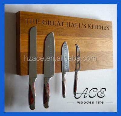 China Sustainable solid wood knife rack with wooden megnets knives rack for sale