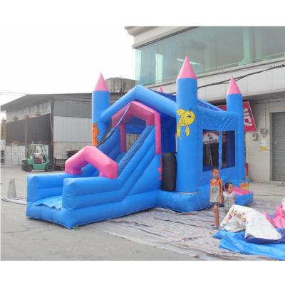 China Blue PVC Bounce House Inflatable Bouncy Castle Castle With Slide for sale