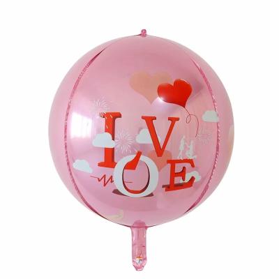 China New Designs 22 Inch 4D Round Balloon Foil Helium Balloons Valentine's Day Wedding Decoration Party Decoration New for sale