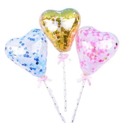 China Hot Selling Self-Sealing 5 Inch Small Confetti Heart Shaped Transparent Balloons For Cake Decoration for sale