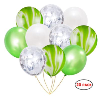 China Party Decoration 12inch Latex Green Marble Cloud Balloons With Party Decoration Confetti Balloons Set for sale