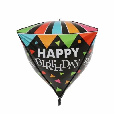 China Party 24 Inch Birthday Party Decoration Diamond Foil Balloons Engligh and Spanish Happy Birthday Balloon for sale