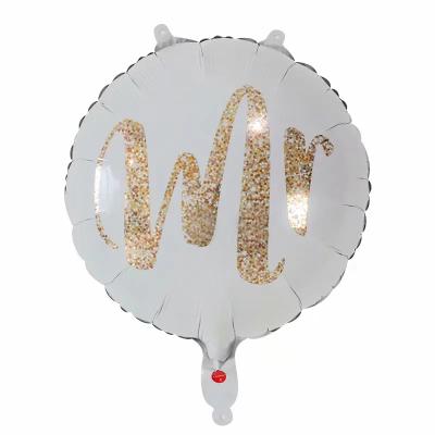 China Mr. and Mrs. Foil Balloon Party Wedding Birthday Party Decoration 18 Inch Round Shape White Balloon for sale