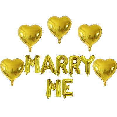 China Party Best Quality 16 Inch Marry Me Letter Foil Balloon Set With Heart Balloons Wedding Party Decorations for sale