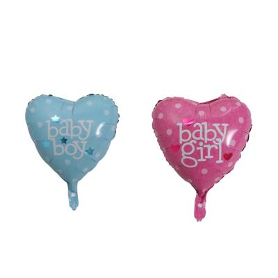 China Kids Play 18 Inch Heart Shape Baby Boy Foil Balloon Gender Reveal Helium Balloons For Baby Shower for sale