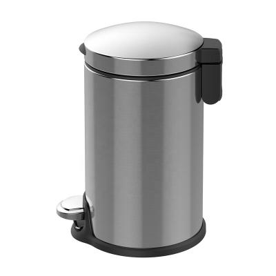 China Sustainable Foot Pedal Waste 5l Round Kitchen Stainless Steel Metal Trash Can for sale