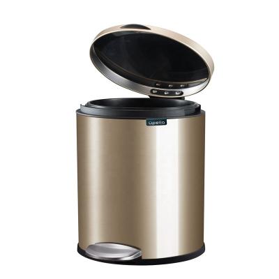 China Sustainable 12l Round Metal 304 Stainless Steel Trash Bin Gold for sale