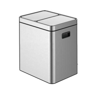 China Sustainable Silver Foot Rectangular Foot Pedal Vacuum Double Pit Stainless Steel Trash Can for sale