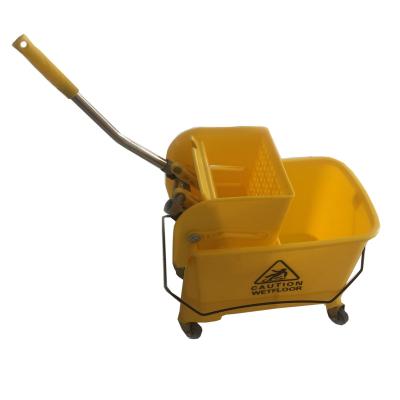 China Sustainable Plastic 20L Wringer Broom Bucket With Wheels And Industrial Broom Bucket With Wheels for sale