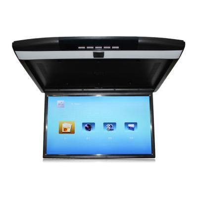 China Adjustable Display Angle 13.3/15.6/17.3inch 1080P Roof Mounted Flip Down MP5 TV Car Monitor With SD HD USB LED Atmosphere Lamp for sale